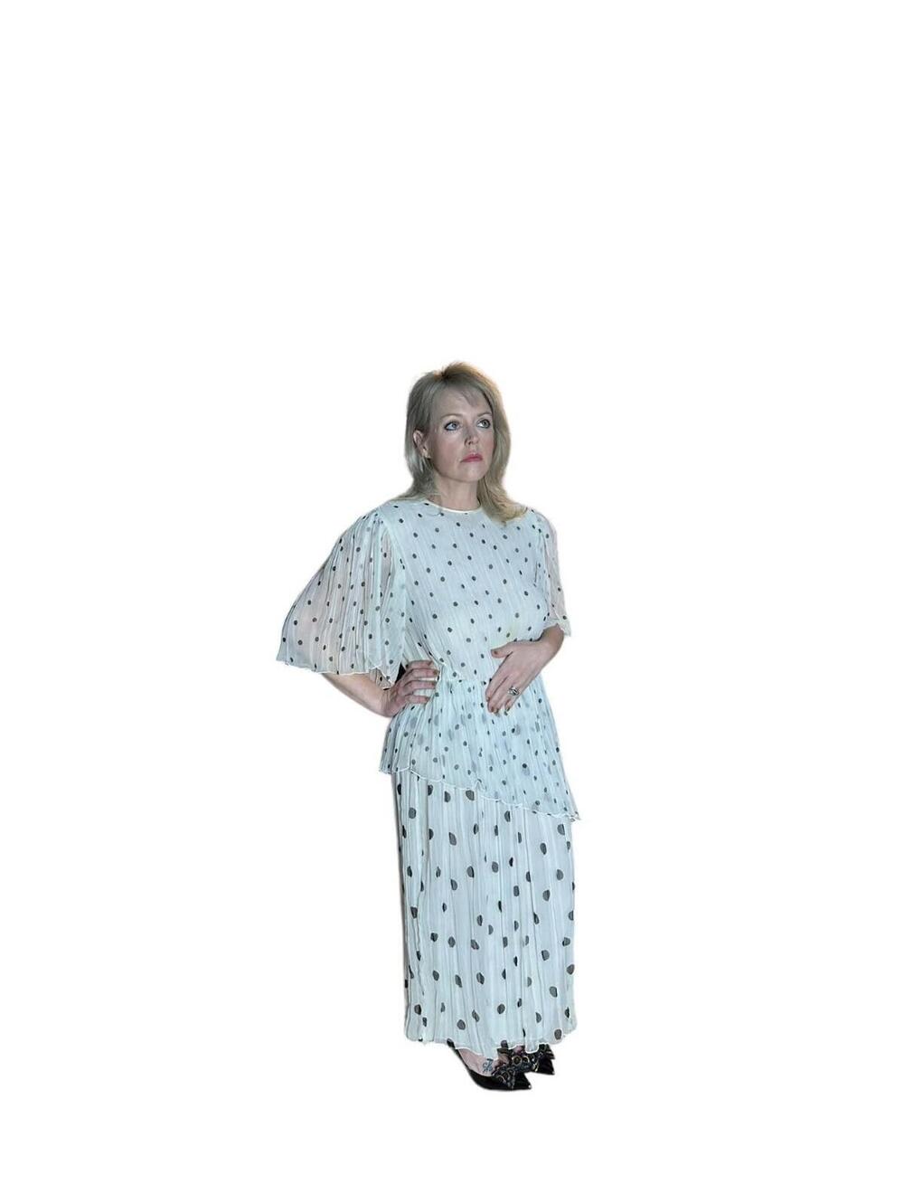 Hanae Mori Womens Puff Sleeve Western Dress Polka Dots Size 4 100% Polyester